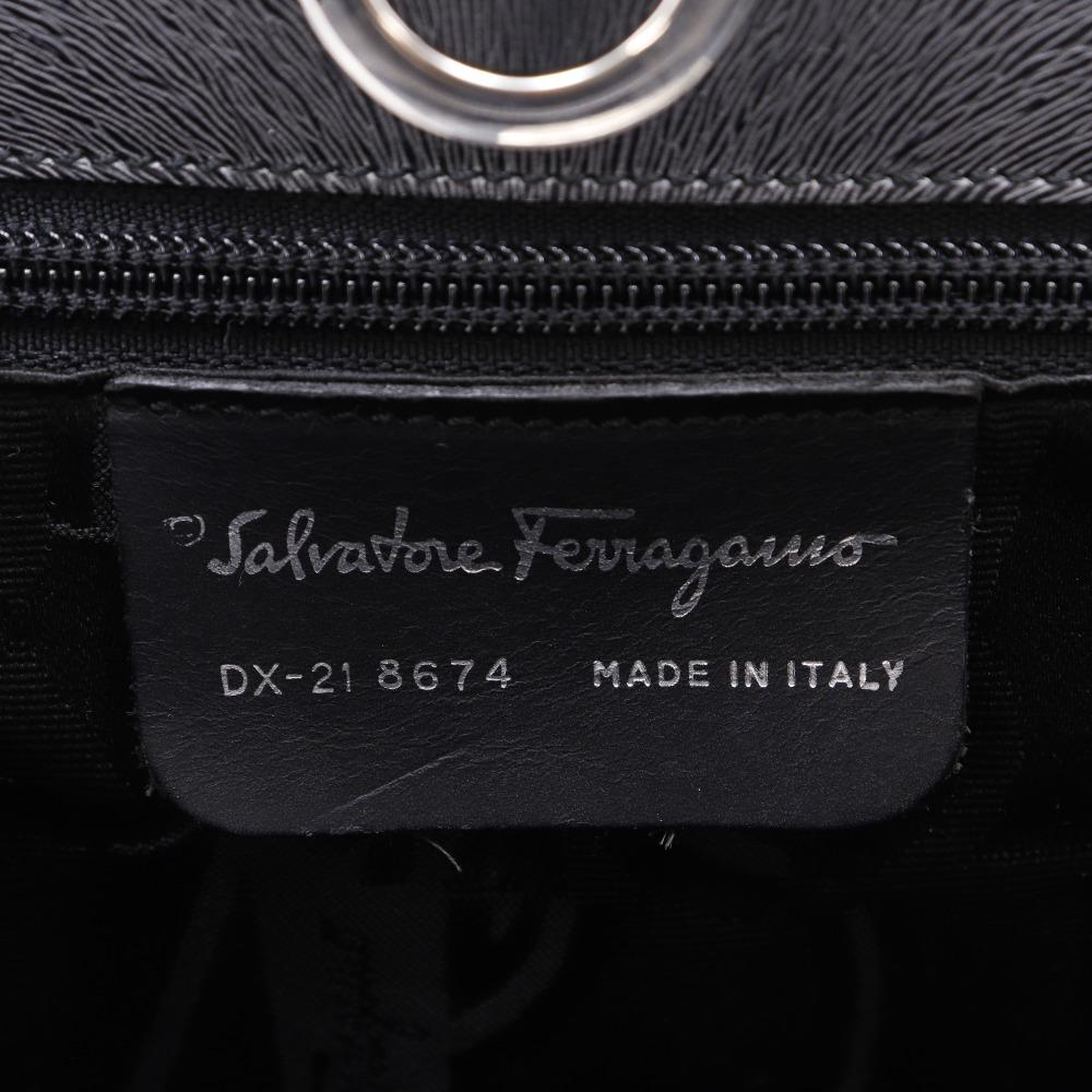 Salvatore Ferragamo Gancini Handbag DX-21 8674 3WAY gray Embossed Leather Women Used
