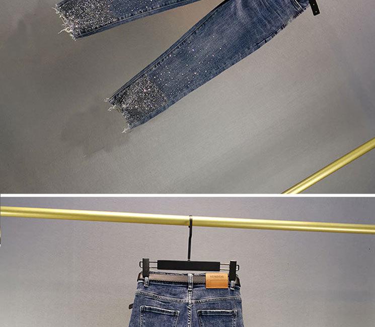 2026 Sommer Strass High Waist Schlankmachende Straight Leg Jeans für Damen
