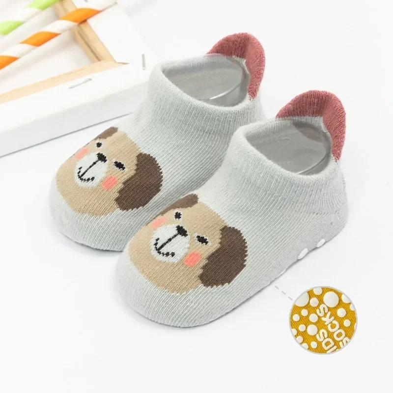New Winter Spring Anti Slip Baby Socks Cute Cartoon Animal Letter Print Toddler Kids Floor Sock Rubber Soles Baby Boy Girl Socks