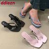 Fashion Female High Heels Slippers Shoes For Ladies Summer Beach Slides Fashion Silk Women Heeled Slippers Sandals Shoes Flip flops