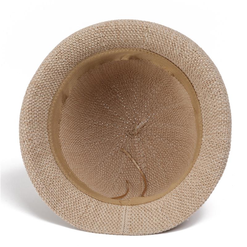 Linen Hat Women'S Summer Sunscreen Thin Celebrity Style Dome Bucket Hat Fashion Versatile Sunshade Beach Top Hat