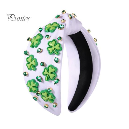 

улица. Повязка на голову ко Дню Патрика, инкрустированная стразами, обруч для волос, ирландские аксессуары для волос с узелками на удачу, праздничный подарок на праздник белый