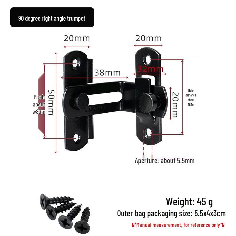 Modern Black Stainless Steel Door Buckle Latch for Pet Cage or Barn Sliding Doors