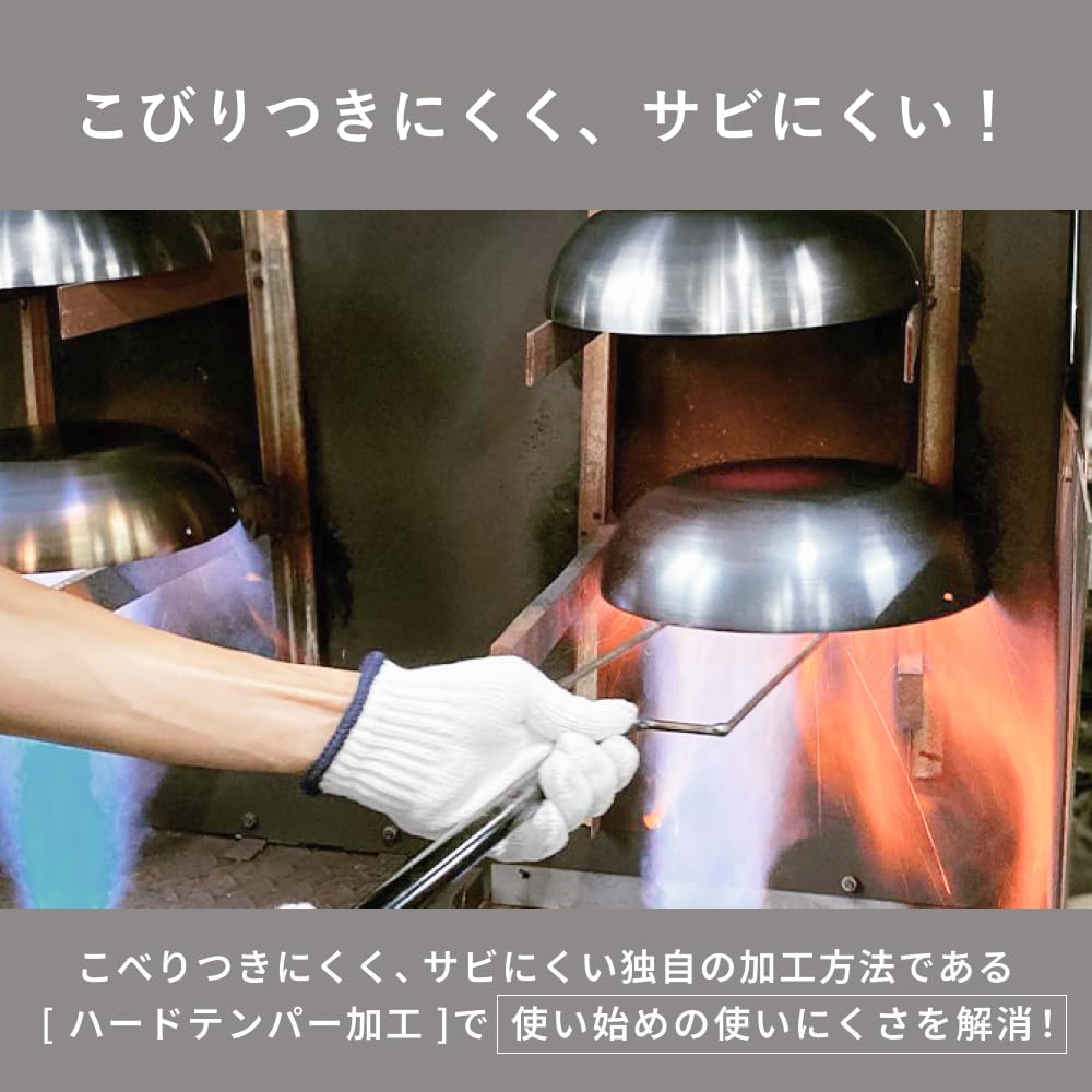 Fujita Kinzoku GARTEN Iron Frying Pan, 20cm, Induction and Gas Compatible, Made In Japan, Available In 24cm, 26cm, and 28cm. Authentic, Lightweight, S