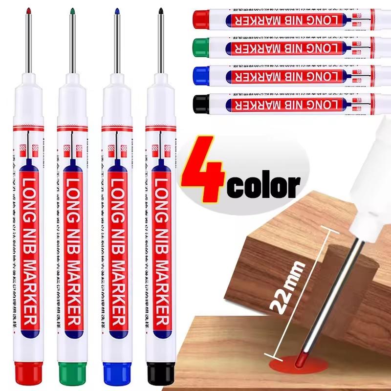 5Pcs 20mm Multipurpose Deep Hole Long Nib Head Pen Metal Perforating Pen Waterproof Bathroom Woodworking Stationery Art Supplies