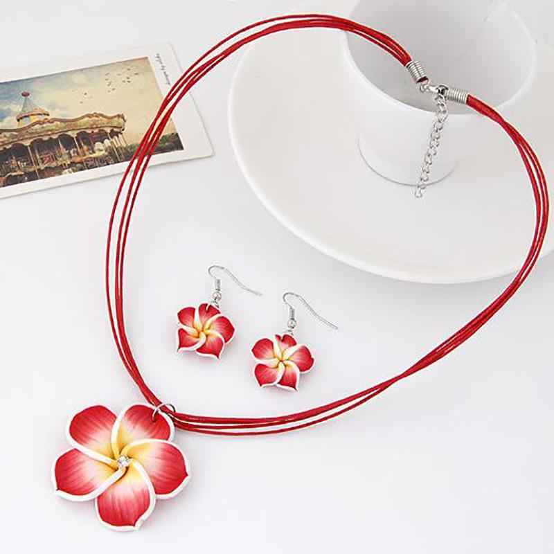 Jewelry Gift Sweet Floral Pendant Necklace Earrings Set