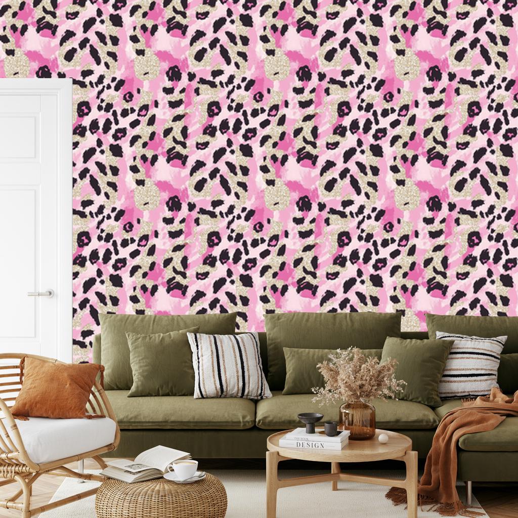 Pink glitter leather wallpaper powder pink, beige and purple 50x1000
