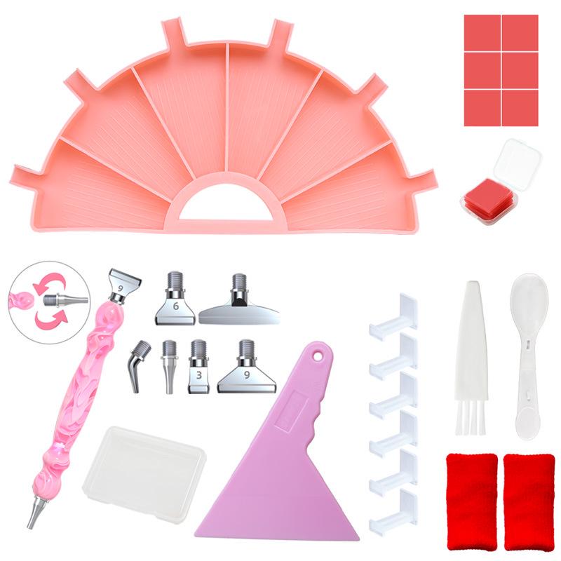 Multifunctional Diamond Painting Tool Set: Flip Drill Plate, DIY Drill Pen, Storage Tray & Embroidery Sieve