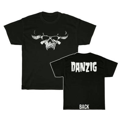 Danzig White Demon Skull with Logo Shirt 2 Sided  TEE