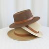 Summer Seaside Beach Travel Sunscreen Hat Women's Straw Weaving Large Brim Sunshade Hat Flat Top Straw Hat