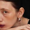 Glossy Oval Ball S925 Silver Needle Earrings Niche Minimalist Commuter Retro Temperament Earrings Women
