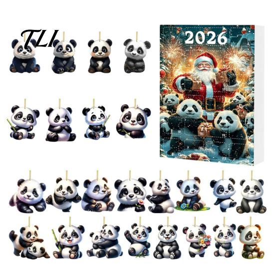 Panda Advent Calendar Calendars 2026, 2D Acrylic Cute Hanging Ornaments for Kids Christmas Countdown Gift Xmas Tree, 24 Days Calendar, Gifts