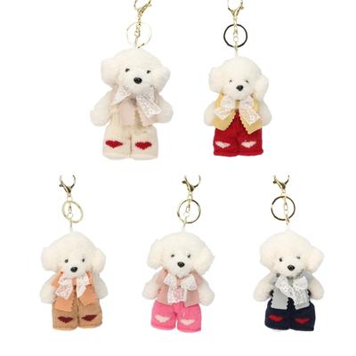 Niedlicher Hunde-Schlüsselanhänger mit gestrickter Hose und Schleife, stilvoller Schlüsselanhänger-Schmuck für Frauen, Mädchen, Geschenk, Accessoires