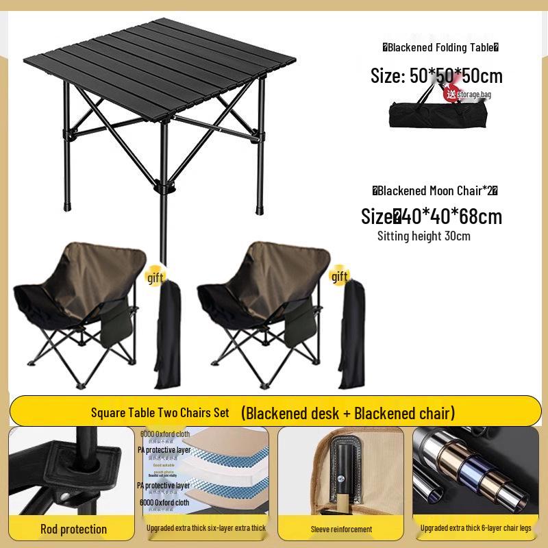 Portable Folding Roll-Up Camping Table and Chair Set - Ideal for Picnics and Barbecues