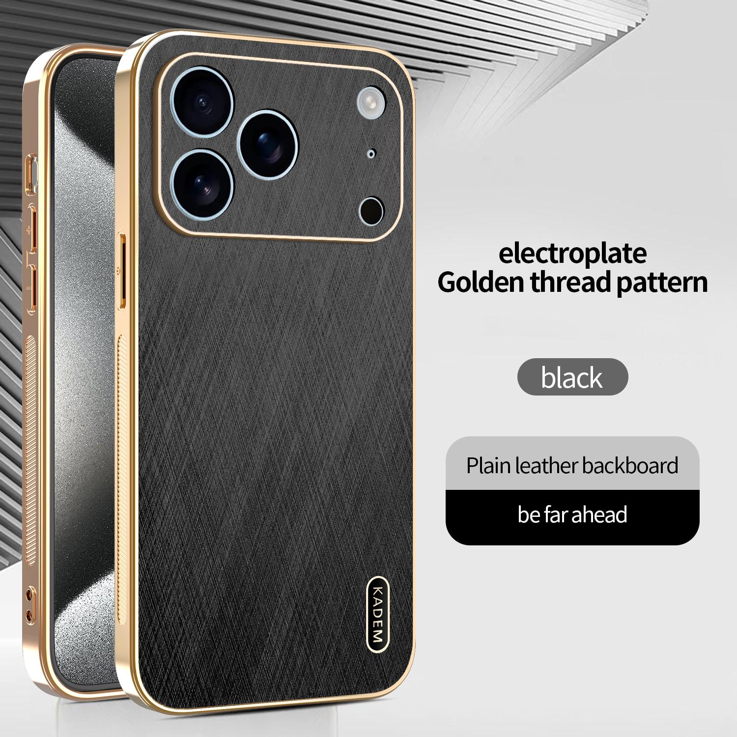 

Thin Light Electroplated Golden Thread Pattern Phone Case for IPhone 17 Air 16 Pro 15 14 13 12 11 ProMax Plus Shockproof Cover iPhone17 чорний