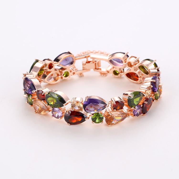 

Браслет-бенгл «Мона Лиза» из разноцветного циркона с розовым золотым покрытием