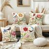 Floral and Fauna-Printed Pillowcases: Birds, Butterflies, and Blooming Flowers Sofa Cushion Cover Home Room Decoration