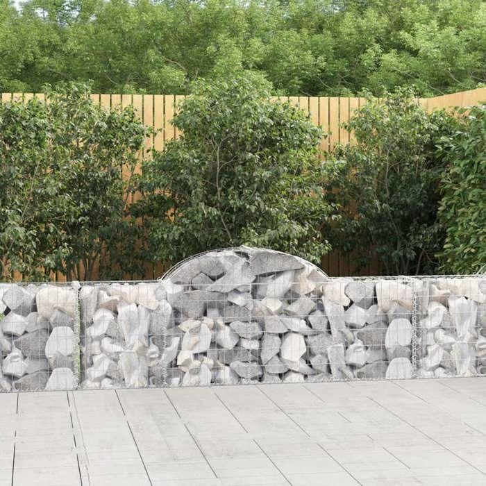 VidaXL Paniers à gabions arqués 13 pcs 200x30x60/80 cm Fer galvanisé, gabion, cage de gabion, panier de mur de gabion, mur 3146079