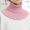 Women Fake Scarf High Collar Twist Texture Ruffle Trim Solid Color Knitting Collar Autumn Winter Thickened Warm False Collar