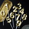 1pc-Birthday Candle Golden Number 0-9 Smoke Free Birthday Cake Insert Party Candle Decoration Anniversary Cake