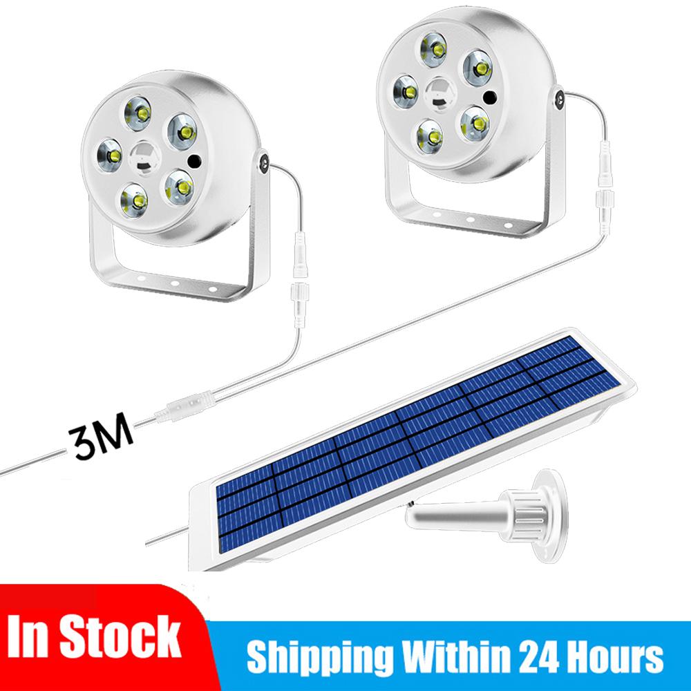 

Двойные солнечные прожекторы, уличные и внутренние светодиодные светильники, 2-в-1, водонепроницаемый настенный светильник на солнечных батареях для ландшафтного освещения сада White белый