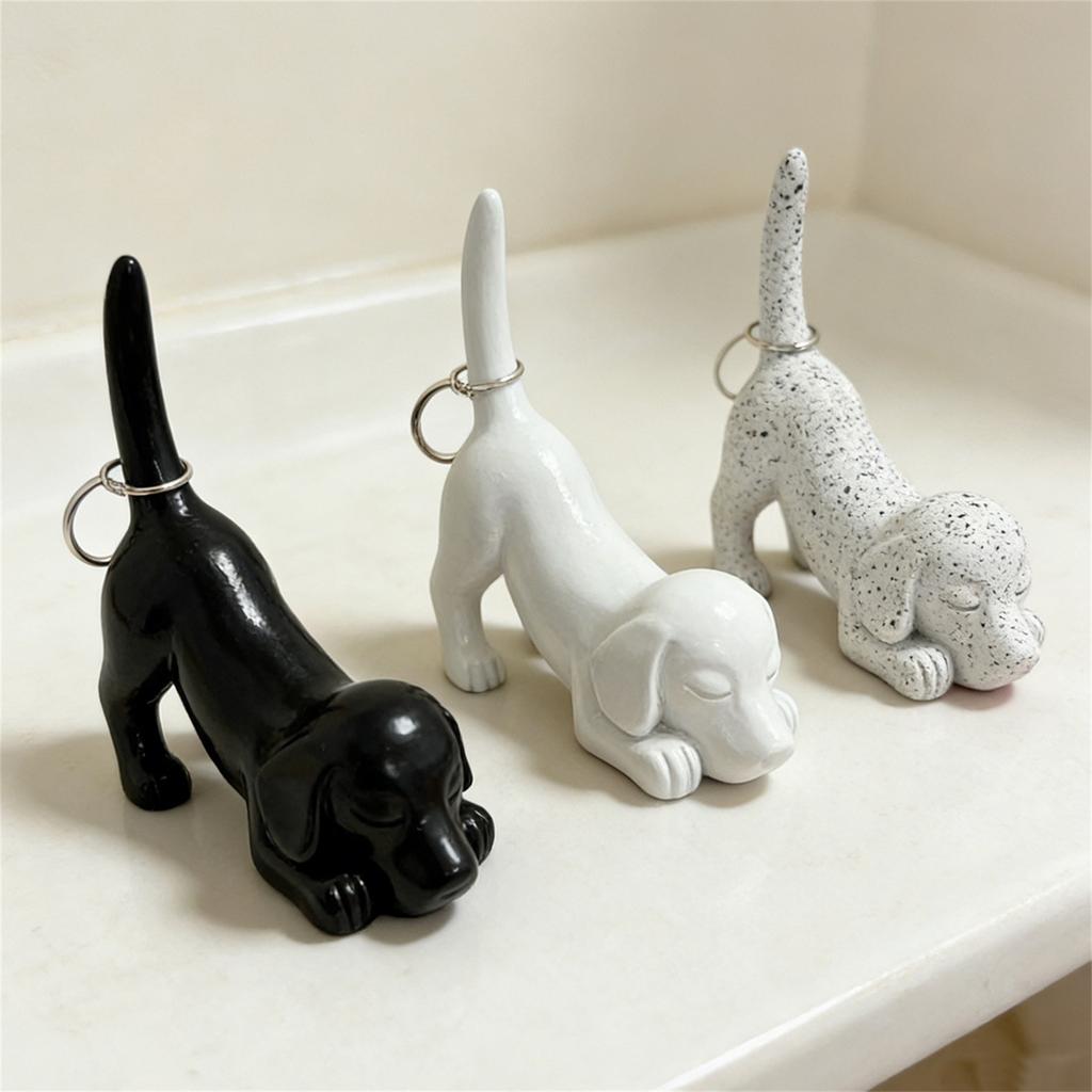 Dog Ring Holder, Dachshund Figurine, Living Room Tabletop Home Decor, Cute Decorative Organizer, Resin Craft.