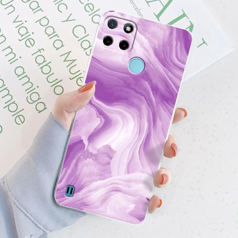 

For Realme C21Y C25Y Case Cover Watercolor Marble Transparent Cases For Realme C21Y Phone Cases Realme C25Y Silicone Back Bumper Realme C25Y