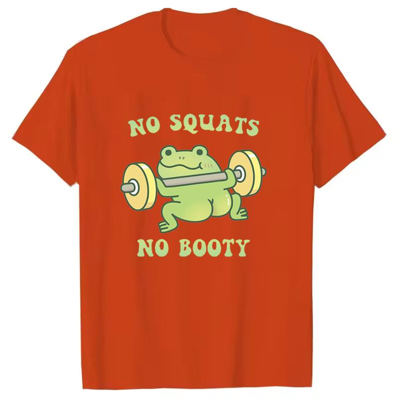 No Squats No Booty Letter Pattern Tshirts Unisex Women Unisex Casual Loose Round Neck Creative Personalized Shirts Street Harajuku