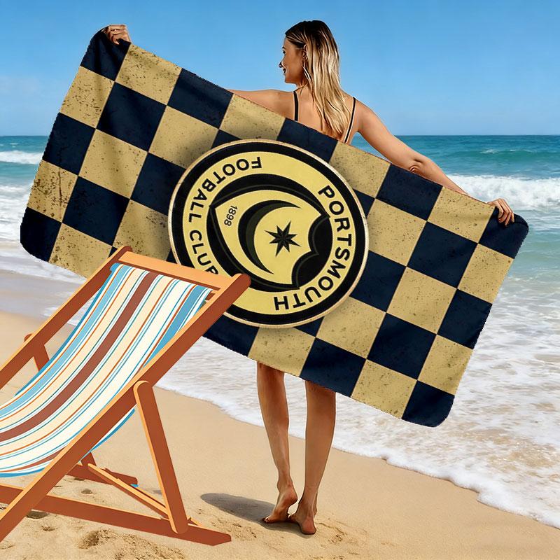 Portsmouth F.C Beach Towel, Large Soft Quick Dry Towel for Beach Camping Swimming