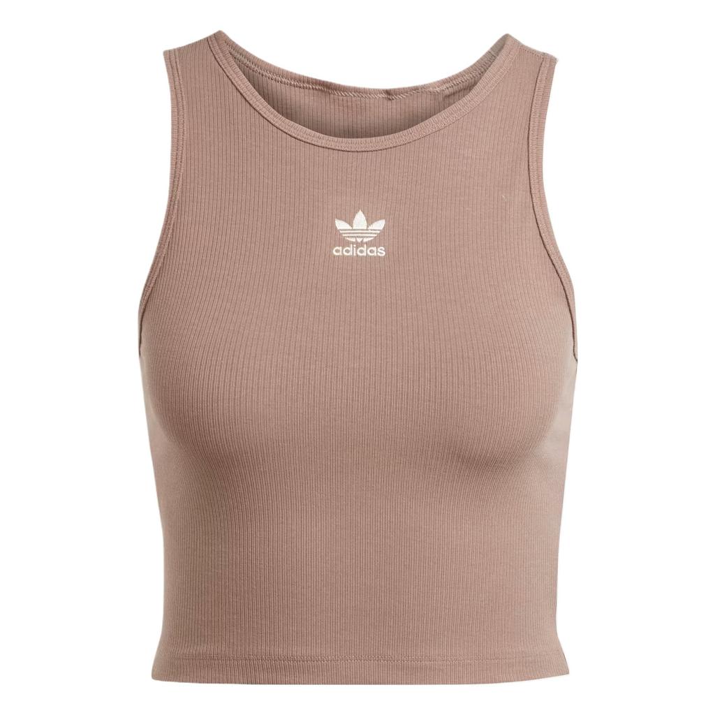 adidas Womens Essentials Ribbed Tank Top Trace Brown Women Streetwear JC9009