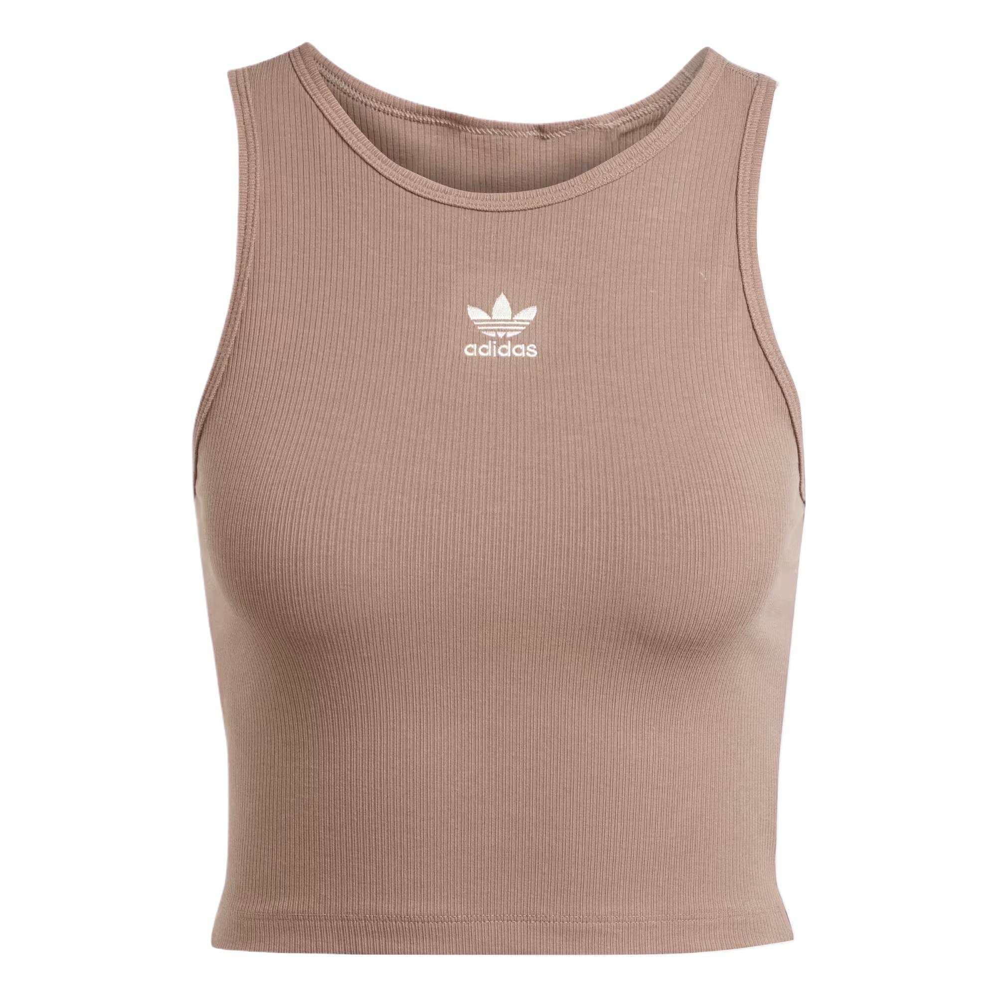

adidas Womens Essentials Ribbed Tank Top Trace Brown Women Streetwear JC9009 S