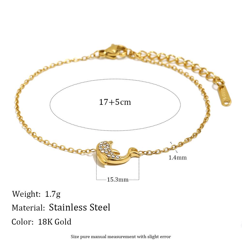 Stainless Steel Sea Turtle Starfish Seahorse Pendant Gold Color Chain Bracelet for Women Luxury Rhinestone Summer Ocean Jewelry