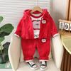 Baby Boys Clothing Set Autumn Winter Cartoon Thick Hooded Jacket Coat Pants 3Pc Suit for Kids Warm Outfits