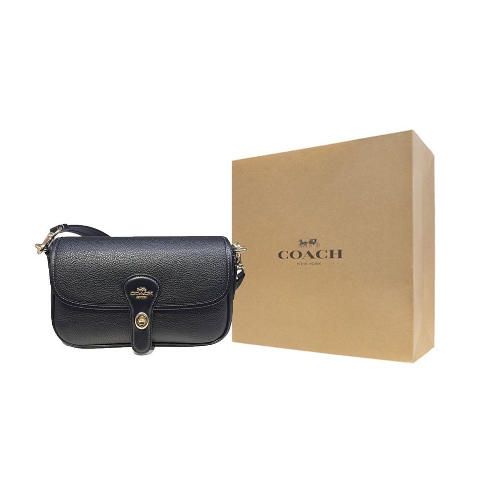 Coach 24 Classic Leather Shoulder Bag Medium Women Shoulder Bag Black CY683-IMBLK