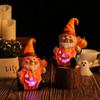 Cute Halloween Gnome Pumpkin Statues with Light Realistic Pumpkin Old Men Statue Funny Resin Crafts Halloween Ornaments