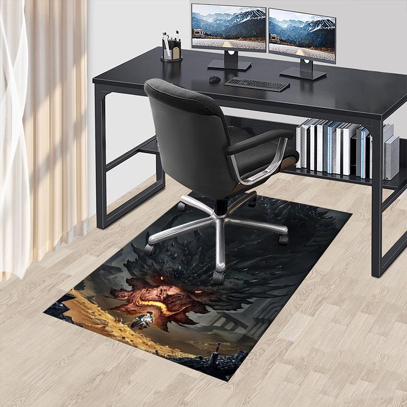 

Dragon and Lord of the Rings Polyester Office Carpet Chair Mats, Home Decor Dormitory Floor Protector with Anti-Skid Backing, Large Area Cov 60cm by 90cm
