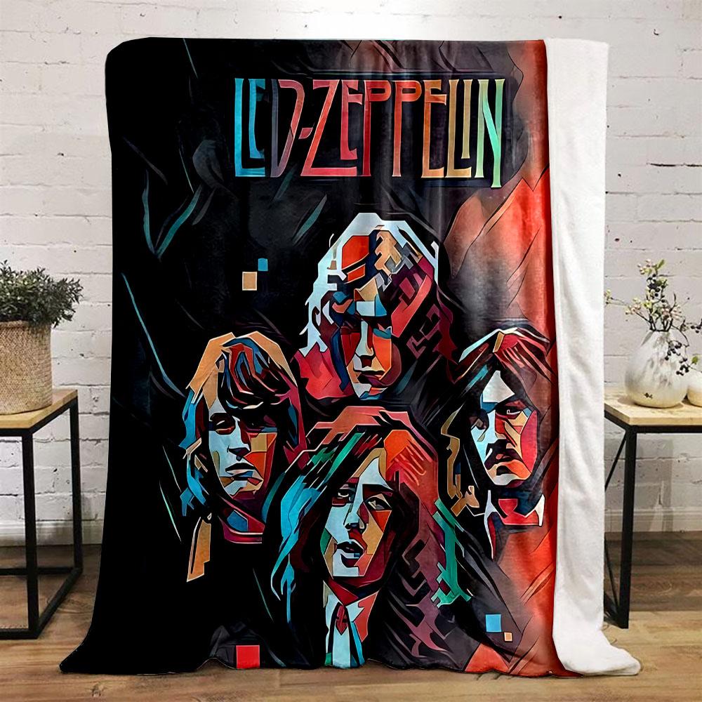 "Led Zeppelin Band Art Blanket" Patterned Flannel Blanket Perfect for the Bedroom Living Room, Sofa, or a Little Nap