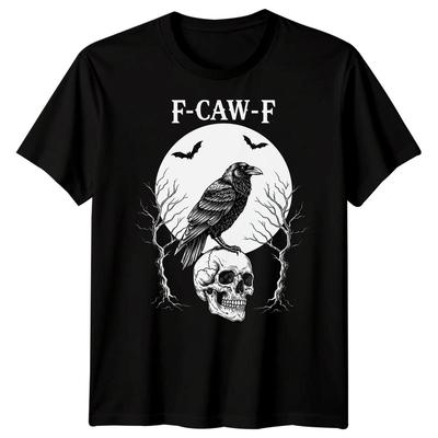 F-CAW-F Camiseta Divertida de Cuervo Sarcástico Gótico de Halloween para Adultos #21