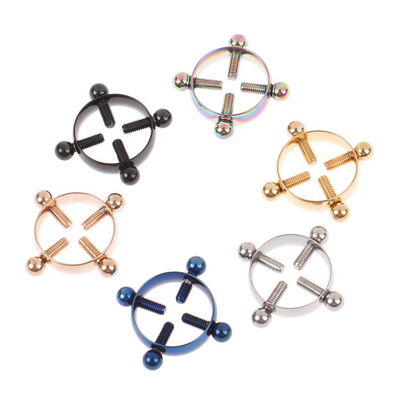 2 pezzi piercing al capezzolo rotondo gioielli non piercing capezzolo anello falso vite capezzolo