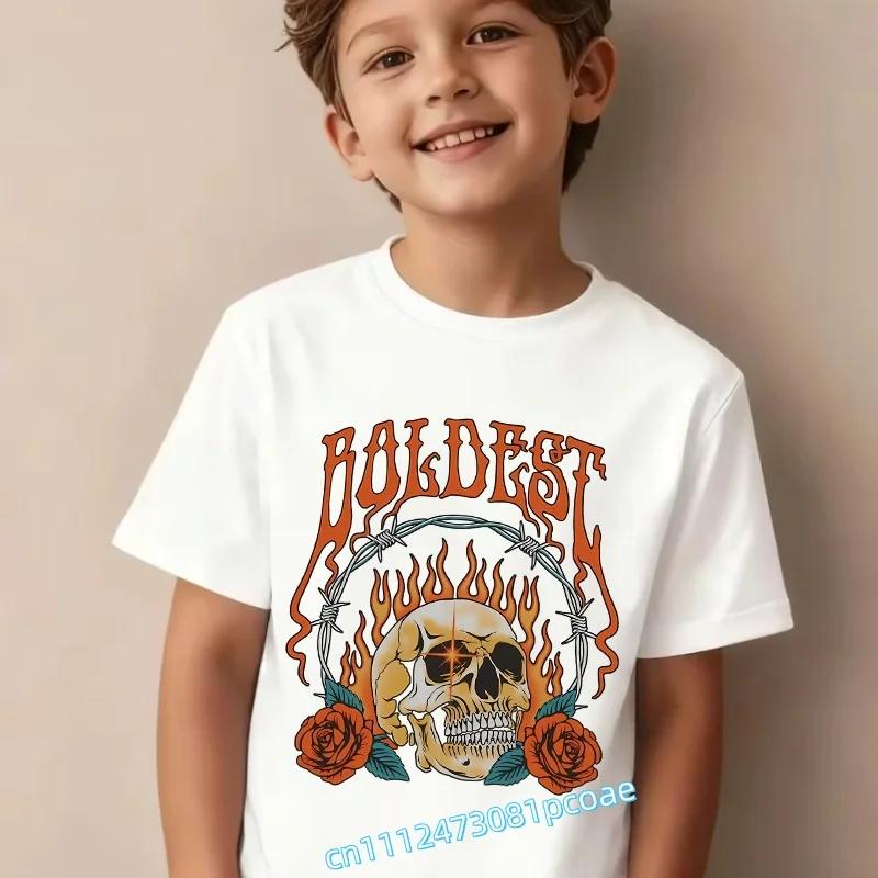 Personalized letters children's pure cotton short-sleeved boys' sports shirt,girls' casual top with cartoon print,summer T-shirt
