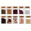 YEGGE 10-Piece Square Bamboo Lid Glass Storage Jar Set