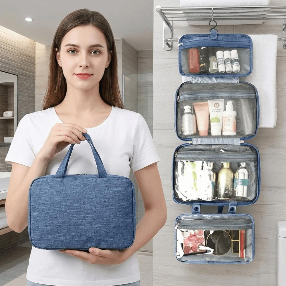 Large Capacity 4 Fold Toiletry Bag Wet Dry Separation Makeup Bag Travel Hanging Wash Bag  Home