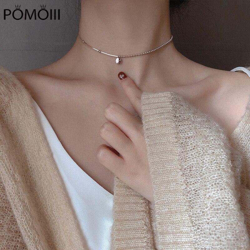 Fashion Luck Bead Chain Necklace Clavicle Chain \"LUCKY\" Letter Charm Necklace For Women Jewelry Gifts S-N554