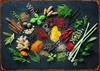Kitchen Themed Wall Art Decor Colorful Spice and Spoon In Table Metal Tin Sign Food Cooking Ingredients Metal Art Print Decor