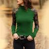 Maglione Lavorato a Maglia a Collo Alto da Donna Primavera e Autunno Casual Morbido Girocollo Maglione Moda Slim Pizzo Traforato Maniche Lunghe Vestiti