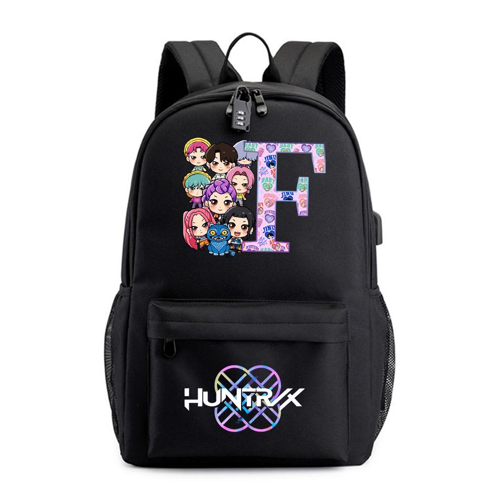 26 English Letter K-Pop Printed Backpack for Teenager Student Girl Boy Bookbag Schoolbag Women Large Capacity Waterproof Travel Bag Kid Gift