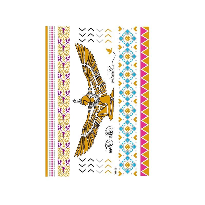 Yh Retro Large Bronzing Tattoo Sticker Waterproof Tattoo Sticker Amazon Set Hot Silver Color Printing Sticker