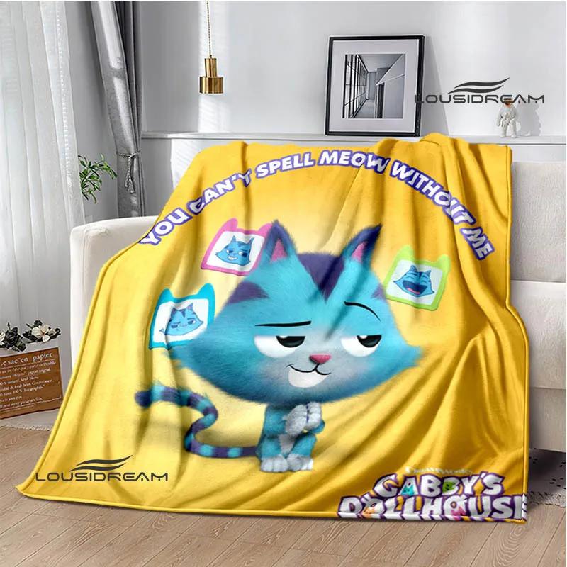 Gabby's Dollhouse Cute Anime Printed Blankets Picnic Blanket Flannel Warm Blanket Travel Blankets Bed Linings Birthday Gift
