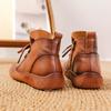 Høykvalitets dameboots ekte skinnboots vanntette dameankelstøvletter mote snøring plattform dame brune ankelstøvletter