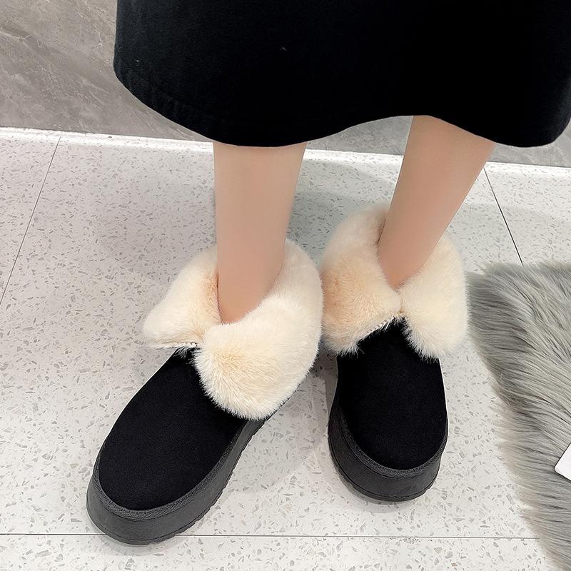 Thick-soled snow boots women's new autumn and winter short boots piled and thickened warm indoor and outdoor wool cotton shoes
